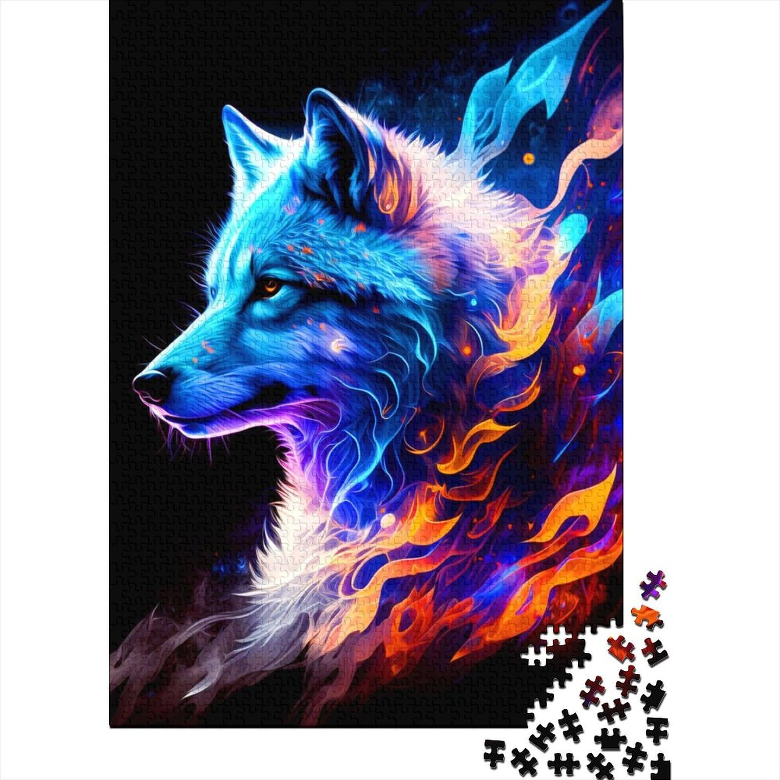 Wolf-Holzpuzzle für Erwachsene, Puzzle-Spielzeug, Erwachsenen-Puzzle 1000 Teile, schwierige, anspruchsvolle Puzzles 1000 Teile, 75 x 50 cm