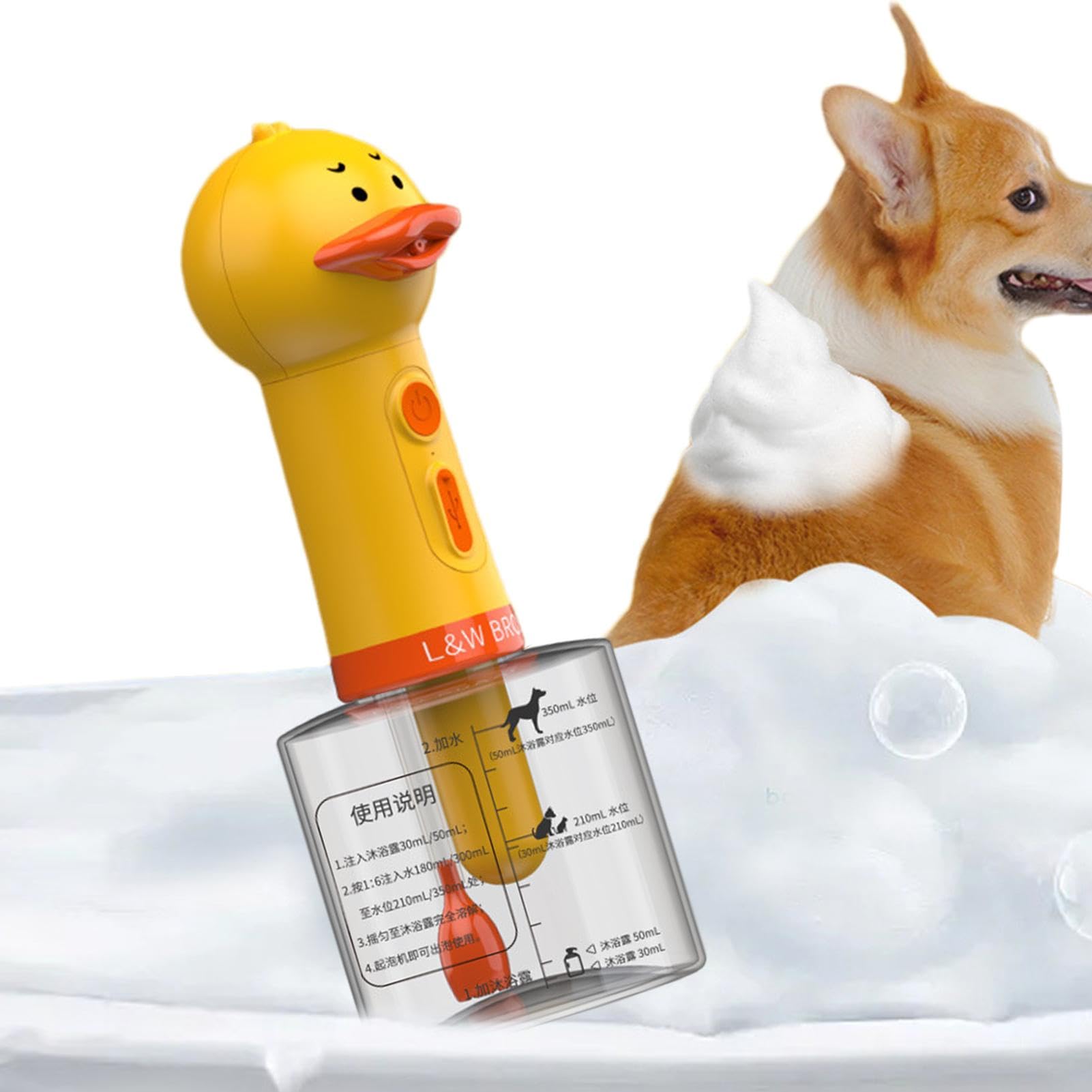 Elektrischer Hundeschaumspender – wiederaufladbarer Spender zum Baden von Haustieren, elektrischer Schaumspender für Hunde, ultra-langer Standby, 400 ml, 1200 mAh, IPX 5 wasserdichter Spender für