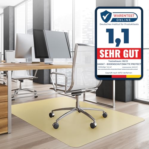 Office Marshal® Bodenschutzmatte in Trendfarben | 114 x 150 cm für Hartböden | ohne schädliche Weichmacher und PVC | Größe und viele Farben zur Auswahl (Beige)