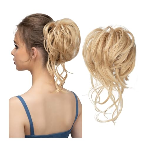 Haarteile Haarknoten Synthetischer unordentlicher Dutt, elastische Haarteile, lockiges Haargummi, schwarz, blond, braun, natürliches Haar, Chignon, Hochsteckfrisur, Donut, Kunsthaar for Frauen Brötche