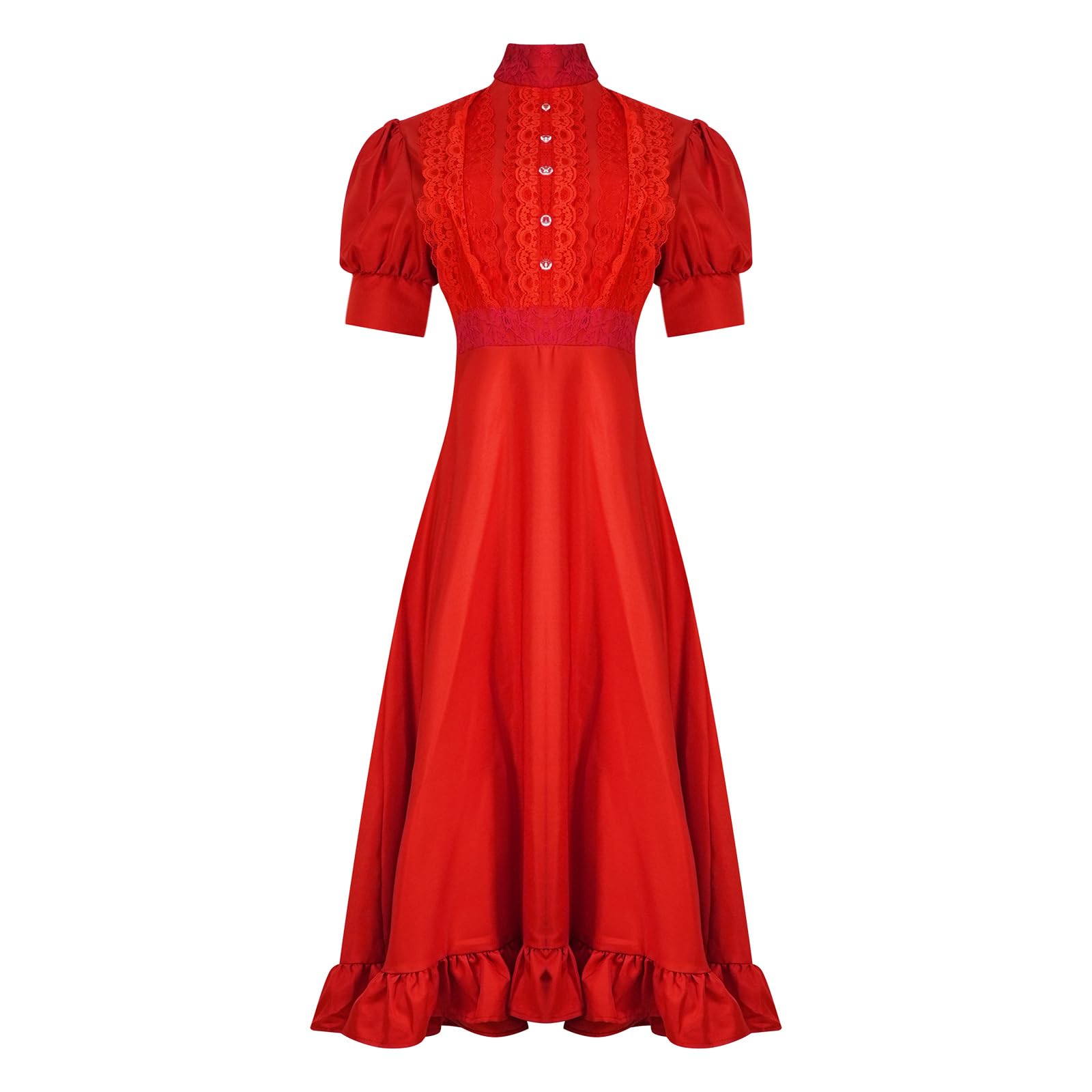 AYYOHON Horror Movie Perle Kostüm Perle Cosplay Kostüm Perle Rotes Kleid X Prequel Outfits für Halloween Party Frauen L