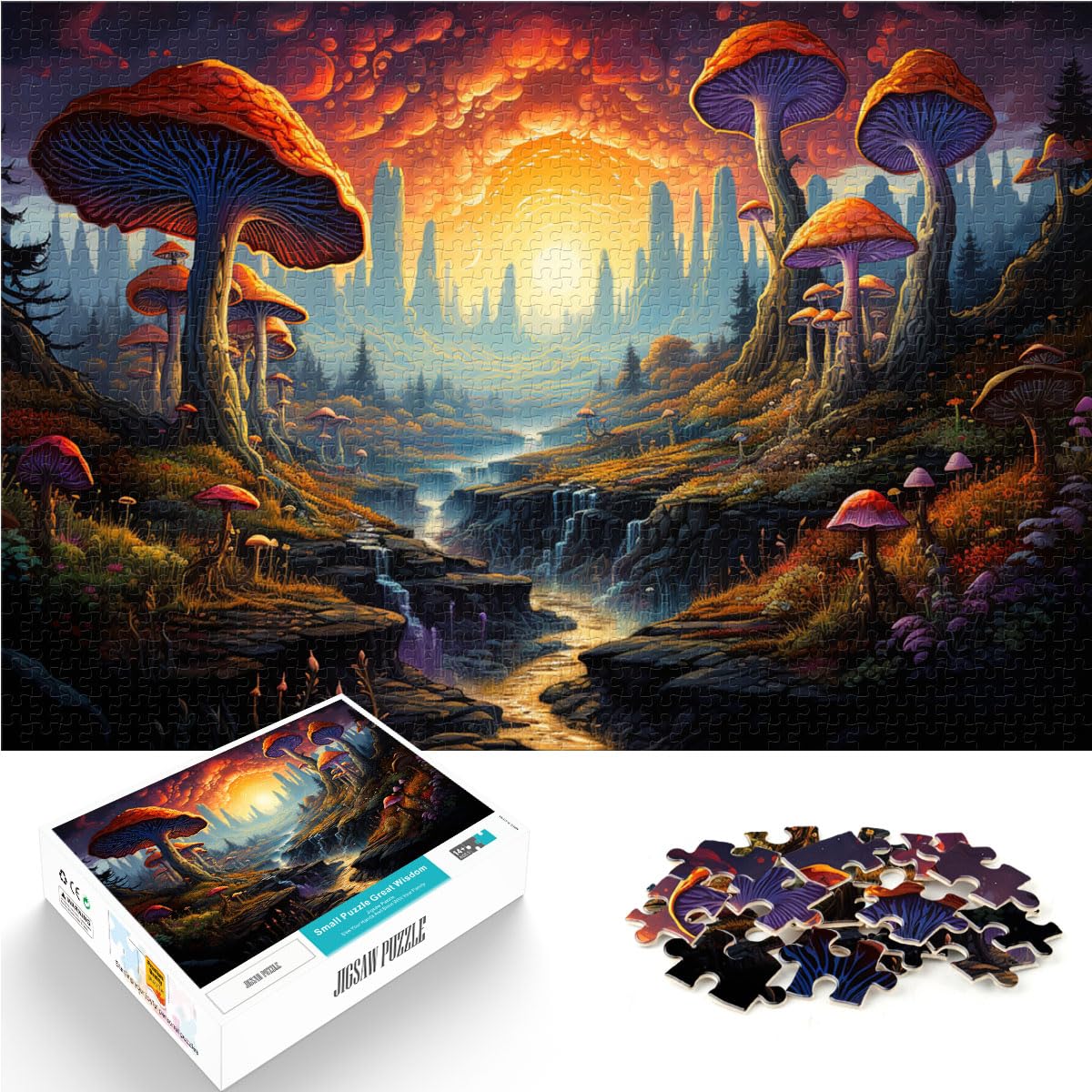 Puzzlespiele Schöne psychedelische Pilze, 1000 Teile Puzzle für Erwachsene, Holzpuzzle, anspruchsvoll, Aber unterhaltsam und humorvoll, 1000 Teile (50 x 75 cm)