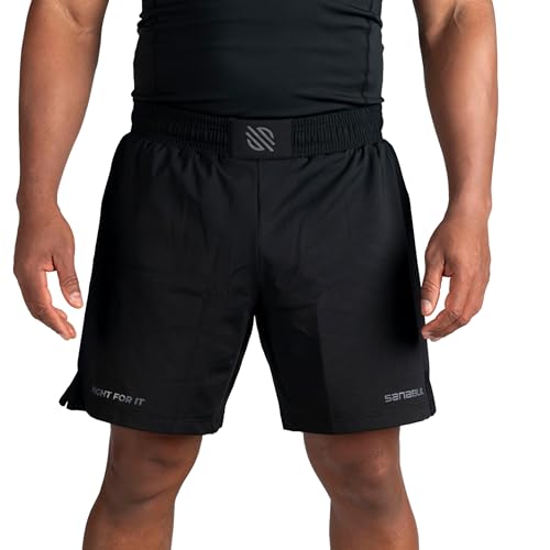 Sanabul Model Zero MMA Shorts | Herren BJJ Shorts | Boxing Fight Grappling Shorts | Jiu Jitsu, No Gi, Kickboxen Shorts für Herren, Schwarz/Anthrazit – 17,8 cm Schrittlänge, XX-Large