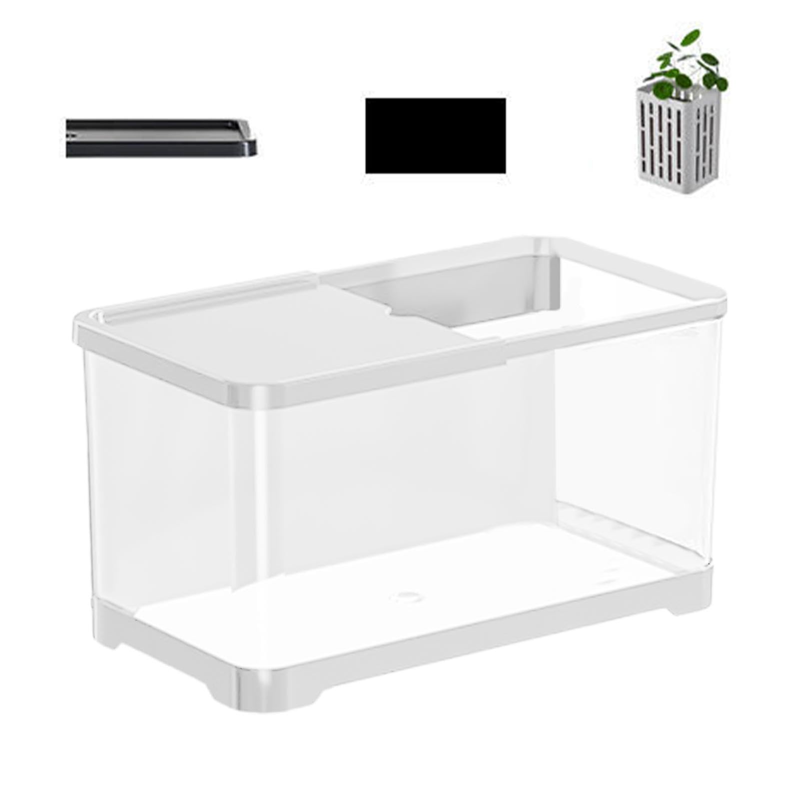 Aquarium-Starter-Kit, Aquarium-Kit, Dekoratives Salzwasseraquarium-Set, kleines Aquarium, Vielseitige Aquarien mit Korb, kreatives, stilvolles Fischaquarium für Heimdekoration, Quallen, Gupp