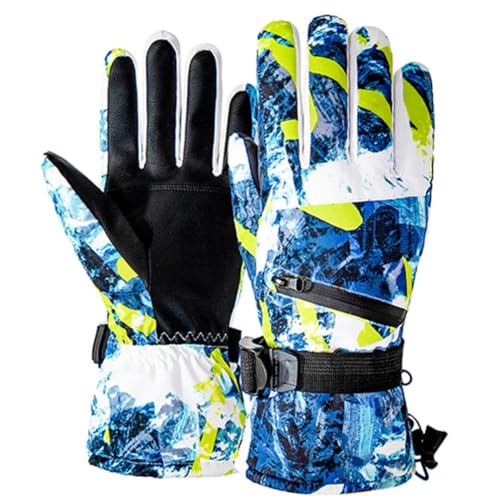 Hcclijo Männer Frauen Winter Fleece wasserdichte Warme Snowboard Schnee Handschuhe Ultraleicht Touchscreen Thermische Ski Handschuhe Green L