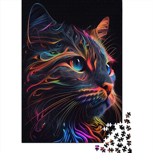 Abstrakte Katze, surreales Puzzle für Erwachsene und Jugendliche von Erwachsenen-Puzzles, 1000 Teile, Puzzle für Erwachsene, Lernspiel, Herausforderungsspielzeug, 75 x 50 cm