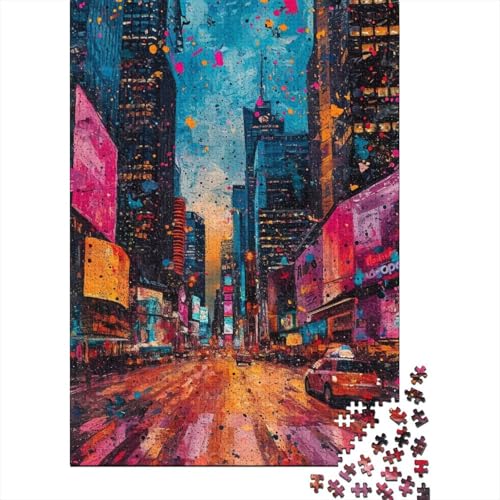 Puzzle für Erwachsene, 1000 Teile, Farbe New York, Holzpuzzle, Puzzle für Erwachsene, Teenager, Geburtstagsgeschenk, Geschenke für Erwachsene (Größe 75x50cm)