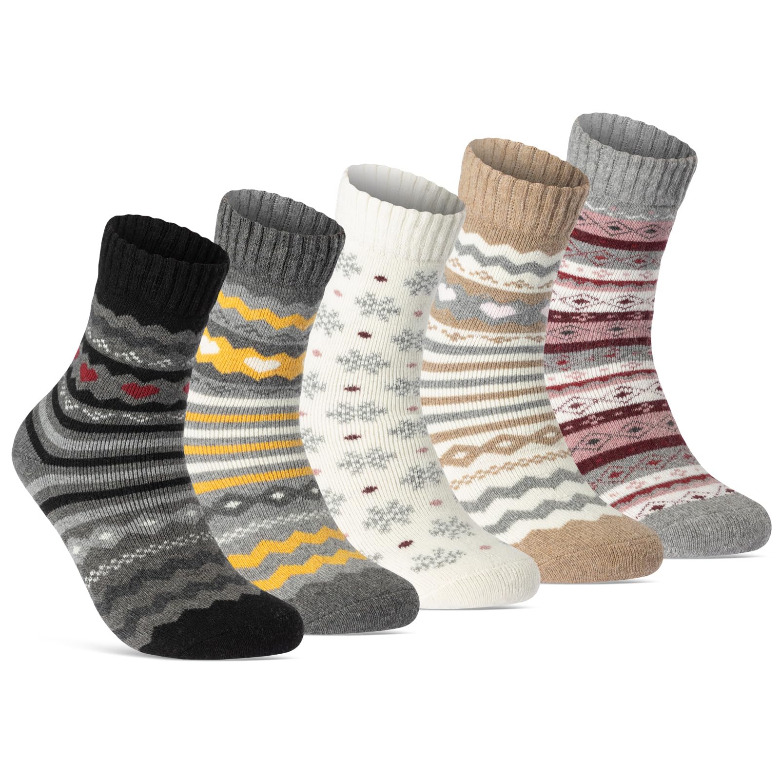 Damen THERMO Socken (5 Paar) warme Wintersocken weiche Wollsocken mit Innenfrottee 37800/3 (39-42)