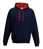 Just Hoods Varsity Kapuzenpullover XXL French Navy/Fire Red