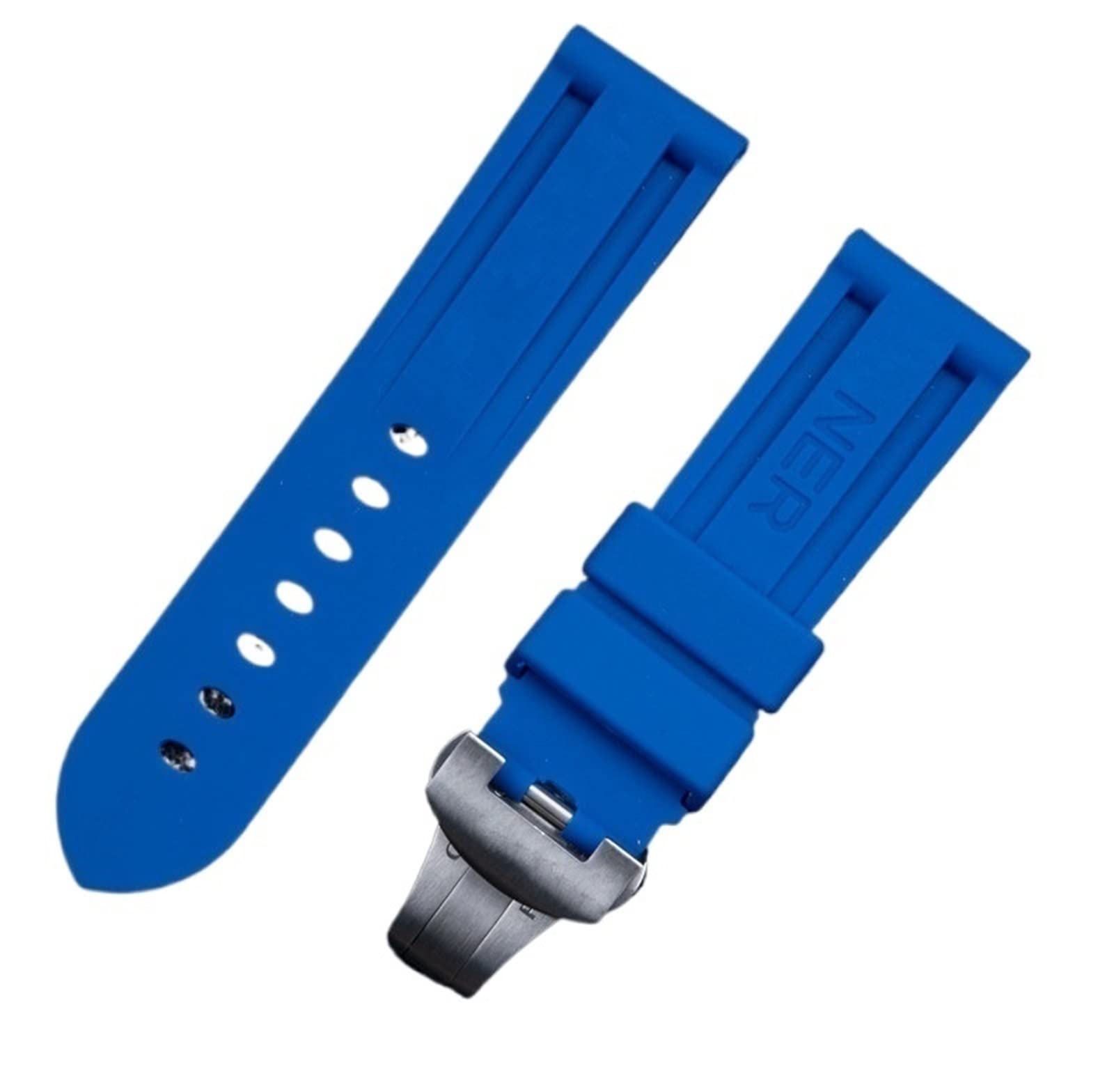 NEYENS Uhrenarmband für Panerai-Armband, 24 mm, weiches Gummi, Schmetterlingsschnalle, für PAM111/441/389, Uhrenarmband, Zubehör, 24mm Folding Buckle, Achat