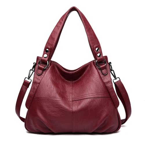 ohodhmnu Damen Tragetasche, Frauen PU Leder Top Griff Taschen Weibliche Schulter Satchel Crossbody Shopper Tasche Handtaschen, rot, Small