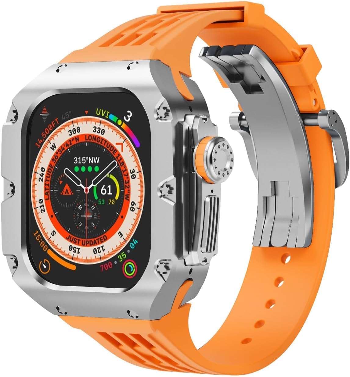 NEYENS Uhrengehäuse aus Titanlegierung und Uhrenarmband, Upgrade-Kit, für Apple Watch Ultra 2, 49 mm, RM-Stil, Herren-Ersatzband mit Metallrahmen, For Ultra 2, Achat