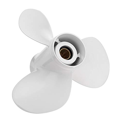 Jodriva 663-45958-01-EL Marine-Außenbordpropeller 11 1/4 x 14 Aluminium, for Yamaha, 25–60 PS, weißes 3-Blatt-Außenbord-Zubehör Propeller für Außenbordmotoren