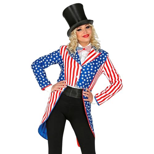 Widmann 48231 48231-USA Parade-Frack, Garde-Uniform, Stars and Stripes, Amerikanische Flagge, Kostüm, Karneval, Mottoparty, Damen, Mehrfarbig, S