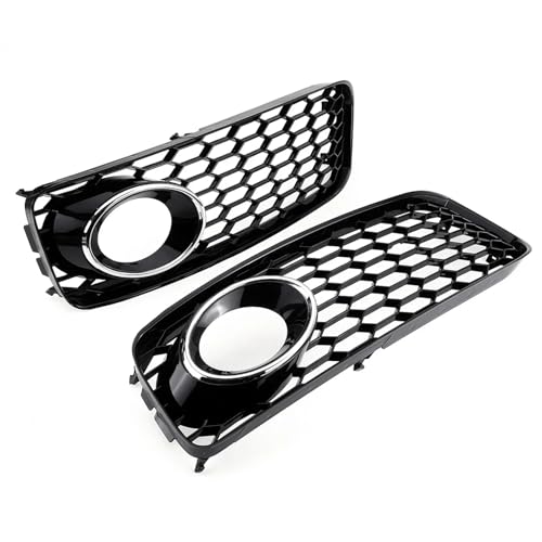 Frontgrills Für Für A5 Für S-Line / S5 B8 RS5 2008-2012 Auto Nebelscheinwerfer Lampengrillabdeckung Wabensechskant-Frontgrill Front Bumper Grille(Chrome Black)