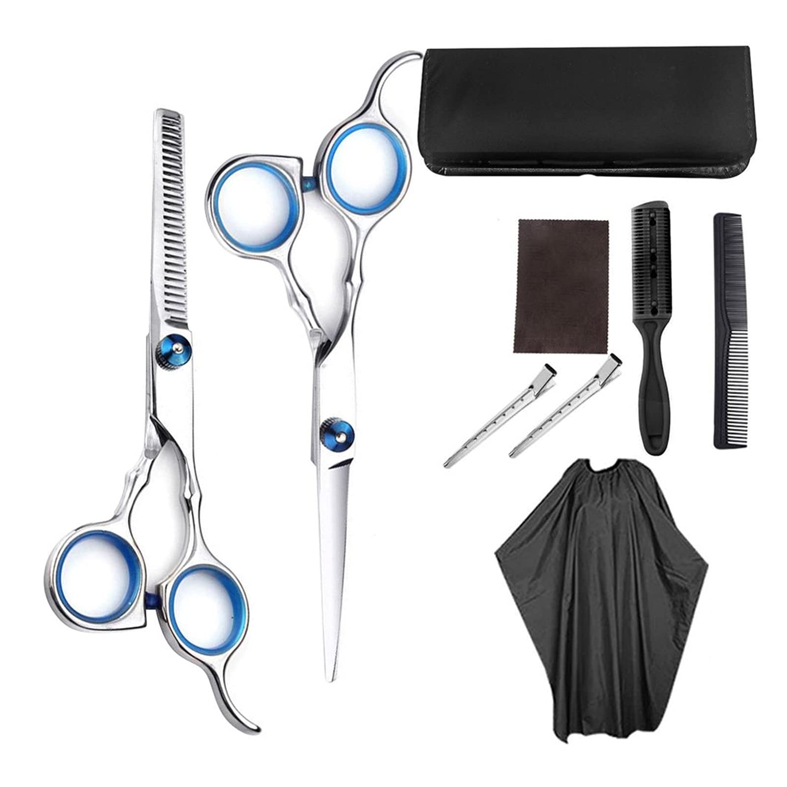 9-teiliges Friseurscheren-Set, professionelles Haarschneidescheren-Set, Haarbürste, Haarspange, Umhang und Kamm für die Haarschneideschere im Friseursalon