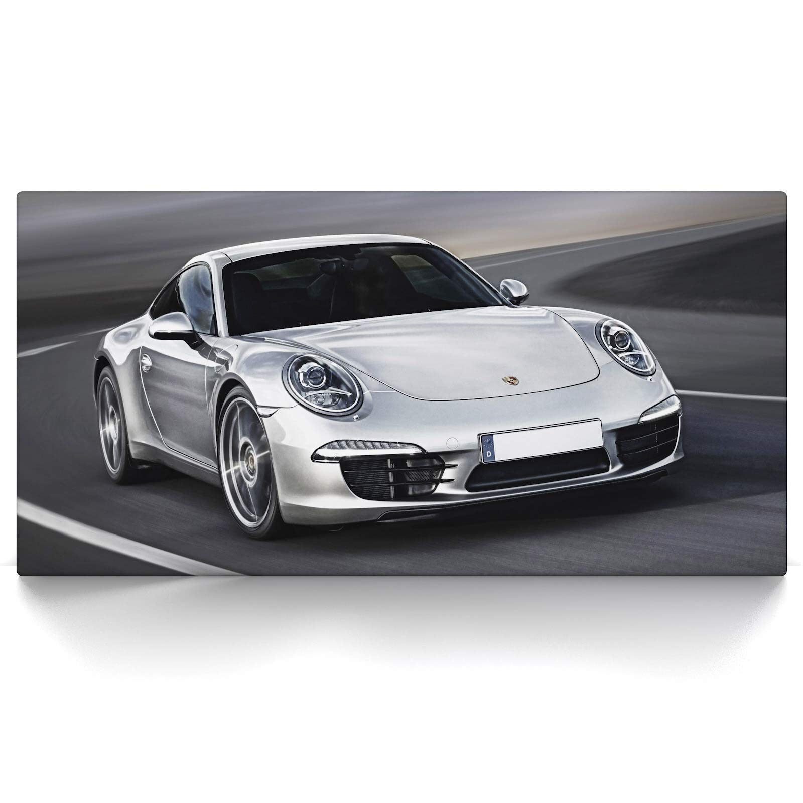 CanvasArts 911 Carrera - Leinwand Bild - Auto Silber kompatibel mit Porsche 911 (120 x 60 cm, Leinwand auf Keilrahmen)