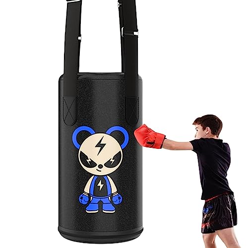 Boxsack, PU-Leder, aufblasbarer Boxsack, langlebiger Sandsack für Kinder und Erwachsene, verstellbare Höhe, Boxgeschwindigkeitssack mit Aufhängegurten für Heimübungen, Kampfsport, Muay Thai, Judo,