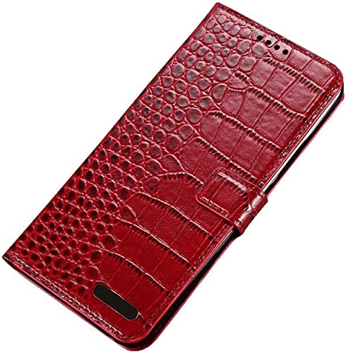 BANDKIT Krokodil-Textur Stent-Funktion Flip Handyhülle, für Apple iPhone 14 Pro Max Hülle 6,7 Zoll Leder stoßfeste Abdeckung Brieftasche [Kartenhalter] (Farbe: Rot)