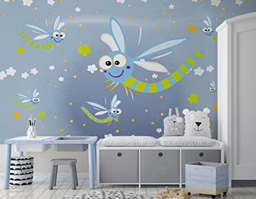 XLMING Handgemalte Kinderzimmer-Libelle Elf Küche Esszimmer Arbeitszimmer Wohnzimmer TV Hintergrund Wand 3D Tapete-200cm×140cm