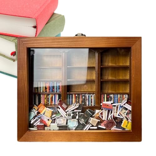 Winziges Bücherregal-Modell, handgefertigte Miniatur-Bücherboxen aus Holz, Puppenhaus-Miniatur-Buchecken-Set, Desktop-Dekor, Buchecken-Modellbausatz für Jungen, Mädchen, Kinder, Erwachsene,