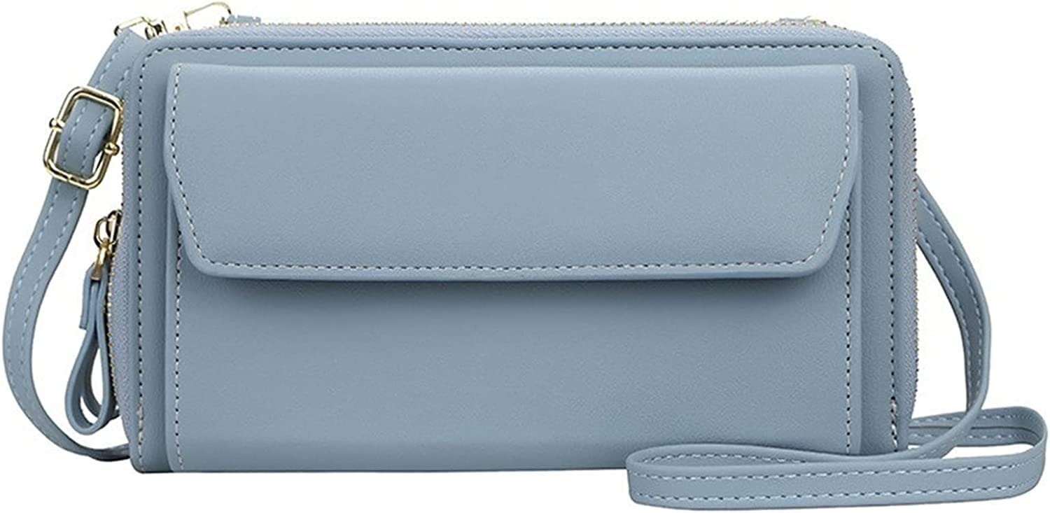 RybdaFDc Brieftasche, Kartentasche, Damen-Geldbörse mit Reißverschluss, multifunktional, Damen-Geldbörse, Organizer, Clutch, hohe Kapazität, Handy-Umhängetasche, Münzfach, Kartenhalter (Himmelblau)