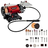 Einhell Doppelschleifer TC-XG 75 Kit (max. 150 W, Ø75xø10x20 mm Schleifscheiben, kugelgelagerte Welle, inkl. Schleifscheibe K120/K400, flexible Welle, 85-tlg. Set aus verschiedenen Aufsätzen)