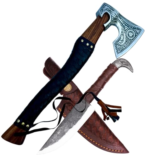 Handgefertigte Wikinger Axt Kohlenstoffstahlklinge Palisanderschaft Jagd Camping Outdoor Norse Hatchet Axt Jubiläum Geburtstag Weihnachten Geschenkidee