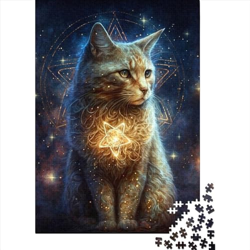 Schwieriges, anspruchsvolles Puzzle mit 1000 Teilen, Kunst, bunte Katzen, Holzpuzzle für Erwachsene, Puzzlespielzeug, Weihnachtspuzzlegeschenke für Frauen, 75 x 50 cm