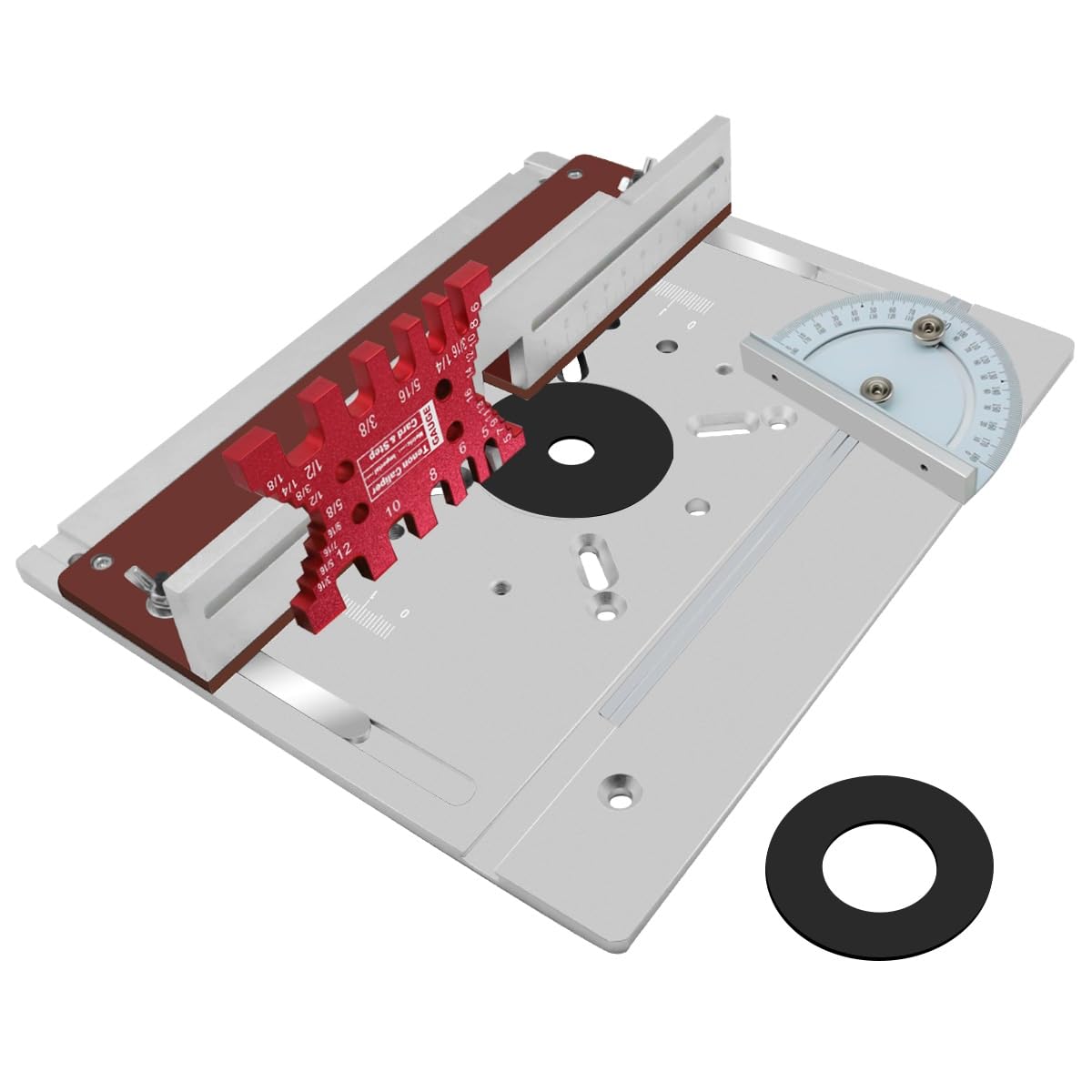 KhUKhu Aluminium-Frästisch-Einlegeplatte mit Zapfenzaun, elektrisches Holzfräs-Flip-Board mit Gehrungslehren-Führungsset