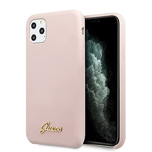 Guess Hülle aus der Silicone Vintage Gold Logo Kollektion für iPhone 11 Pro, Hellrosa, GUHCN58LSLMGLP