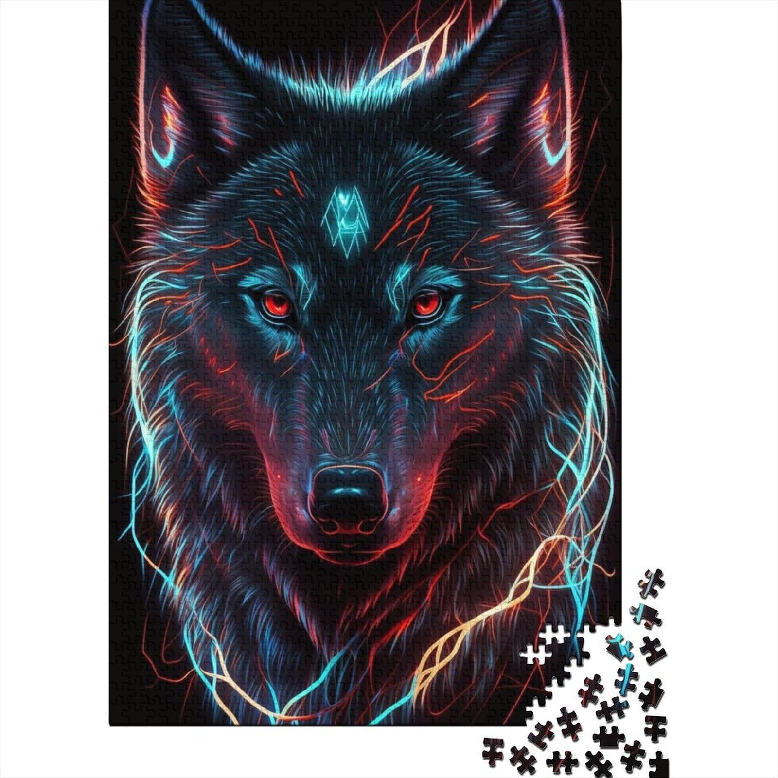 1000 große Teile Puzzle für Erwachsene, Fantasy Strange Wolf, Holzpuzzle, Puzzle für Erwachsene, Teenager, Künstlersammlung, bildende Kunst, 75 x 50 cm