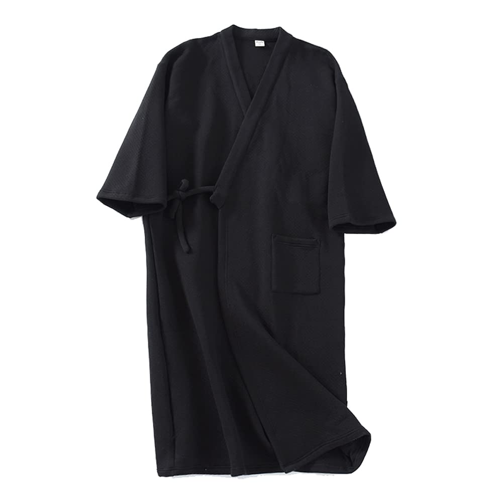 thefancypumpkin Japanische Herren Robe Cotton Kimono Pyjamas Nachthemd [Hellblau, Gr??e XL]