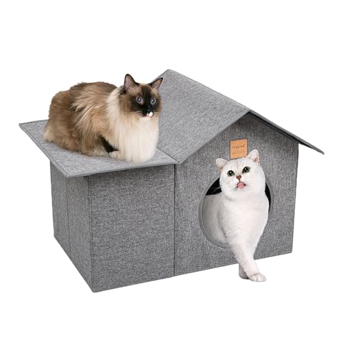 alkoy Haustier-Außenhaus,Hundebett Katze Indoor Outdoor Haus - Regenfestes Hundehaus für den Innen- und Außenbereich, Katzenhaus für Kätzchen, Hunde, kleine Haustiere, Kaninchen