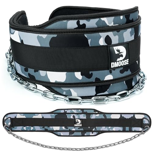 DMoose Fitness Premium Dip Gürtel mit Kette 36" Heavy Duty Stahlkette, Comfort Fit Neopren, Double Stitching - Maximieren Sie Ihre Gewichtheben & Bodybuilding Workouts mit Durable Dipping Belt