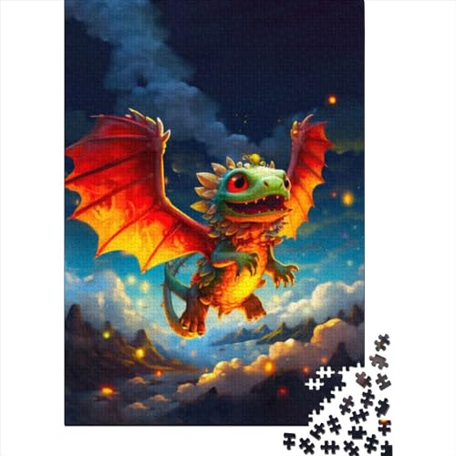 1000-teiliges Puzzle für Erwachsene, süßes Baby-Drachen-Puzzle für Erwachsene, Holzbrett-Puzzle, Puzzle für Erwachsene, Geschenke, Größe: 75 x 50 cm