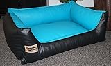 Hundebett Hundesofa Schlafplatz Kunstleder Similpelle Farbe und Größe wählbar von XS bis XXL (155 cm X 105 cm, schwarz türkis)