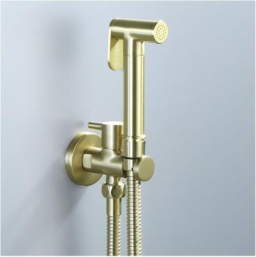 Hand-Bidet-Sprühgerät für Toilette, gebürstetes Gold, tragbares Bidet-Sprühgerät, Wandmontage, Messing, Hand-Bidet-Sprühgerät, Hochdruck-Bidet-Aufsatz für Toilette mit 3 m Schlauch, für Haus