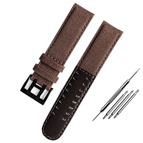 NEYENS Das Canvas-Lederarmband ist geeignet für Hamilton Khaki Field Watch H68201993 H7060596. Für Seiko-Armband mit 20 mm und 22 mm Schnalle, 22 mm, Achat