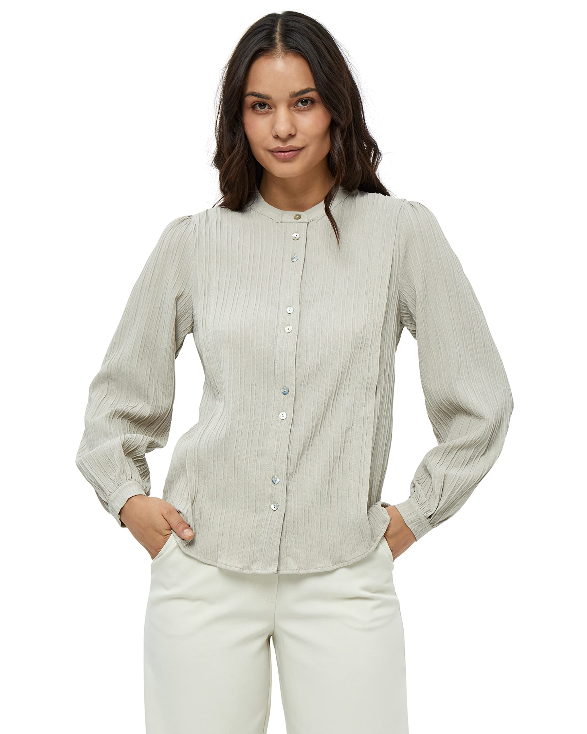 Peppercorn Mimmi Lange Ärmel Shirt | Shirt Damen In Beige | Frühling Bluse Damen Elegant | Größe M