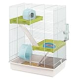 Ferplast Hamsterkäfig, Nagerkäfig Hamster TRIS, Kleintierkäfig, 3 Etagen mit Rampen Hamsterzubehör inklusive, 46 x 29 x 58 cm