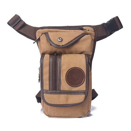 Leg Bag Motorrad Motorrad Oberschenkeltasche Nylon-Herren-Beintasche, Motorrad-Hüfttasche, multifunktionale Messenger-Umhängetasche, Reise-Hip-Hop-Tasche(Khaki Canvas)