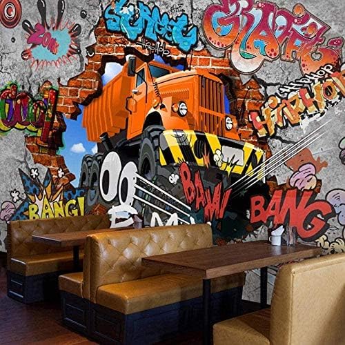 XLMING Nostalgisches Retro-Cartoon-Auto-Graffiti 3D Tapeten Home Esszimmer Sofa Schlafzimmer Wohnzimmer TV Hintergrund-150cm×105cm