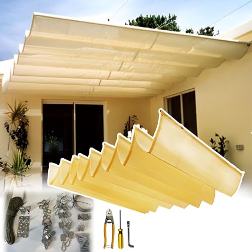 Sonnensegel HDEP-Sonnensegel mit Verschiebbarer Welle und Hardware-Kit, Einziehbare Sonnenschutz-Überdachung Im Freien, Sonnenschutzrollo aus Netzstoff für Gartenpergola (Color : W x L, Size : 1x6.5
