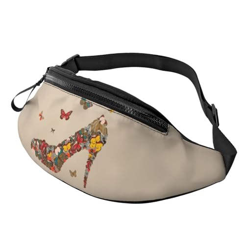 HSJFS Sporttasche mit buntem Blumen- und Schmetterlings-Aufdruck, lässige Brusttasche, Schmetterling/Pump, Einheitsgröße