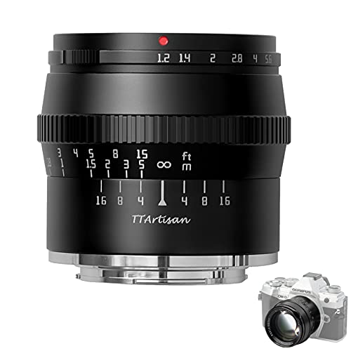 TARTISAN 50mm F1.2 Objektiv APS-C MF für Panasonic/Olympus/Lumix M43 Mount Kameras EPM1 EPM2 E-P3 E-P5 E-M1 E-M5 E-M10IIl Pen-F G1 G2 G85 GF1 GF2 GF3 GF5 GM5 GM10 GH1 GH4 GH5 und mehr(Schwarz).