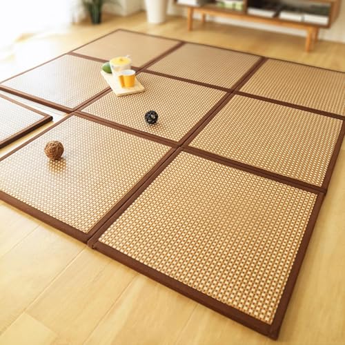 Japanische traditionelle Tatami-Matte, zusammenklappbar, Rattan, traditionelle Tatami-Matte, Rutschfester Teppich, Rattan-Fußmatten, faltbar, atmungsaktiv, Schlafmatte mit Aufbewahrungstasch