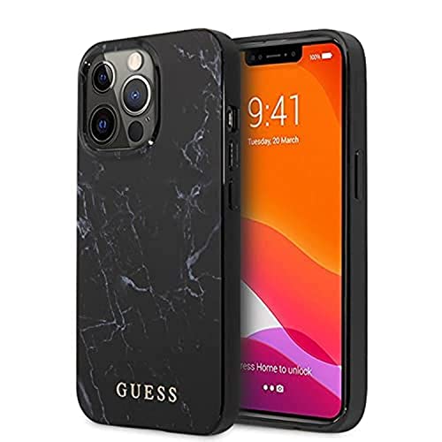 CG MOBILE Guess iPhone 13 Pro Hülle Hardcase Schwarz PC TPU Marmor Design