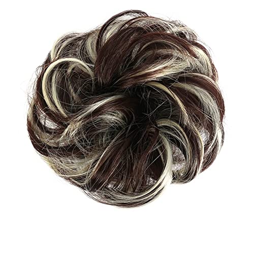 Bun Haarteile Lockiges gewelltes Haargummi-Donut-Chignon-Haarteil for Frauen, unordentlicher Dutt, Haarverlängerungen, synthetischer Haarknoten, elastisches Band, Haargummis, Hochsteckfrisur, Pferdesc