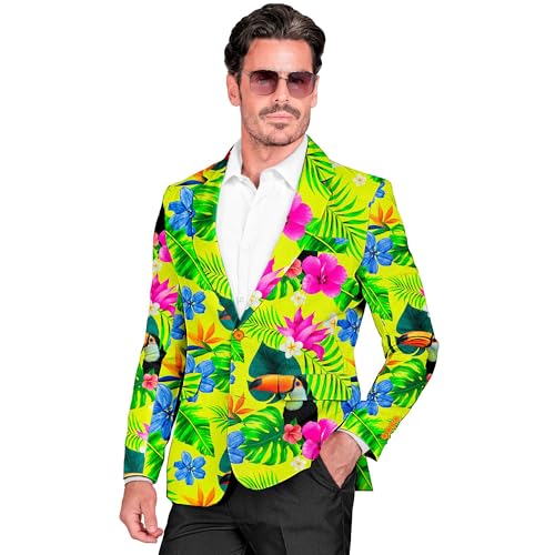 Widmann - Party Fashion Jackett, Tropen Muster, Anzugjacke, Neon, Hawaii, Paradiesvogel, Showmen